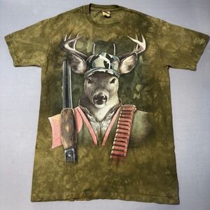 Quail Hollow Deer Hunter Camo Hat Shotgun T Shirt Medium Mens Tie Dye Nature